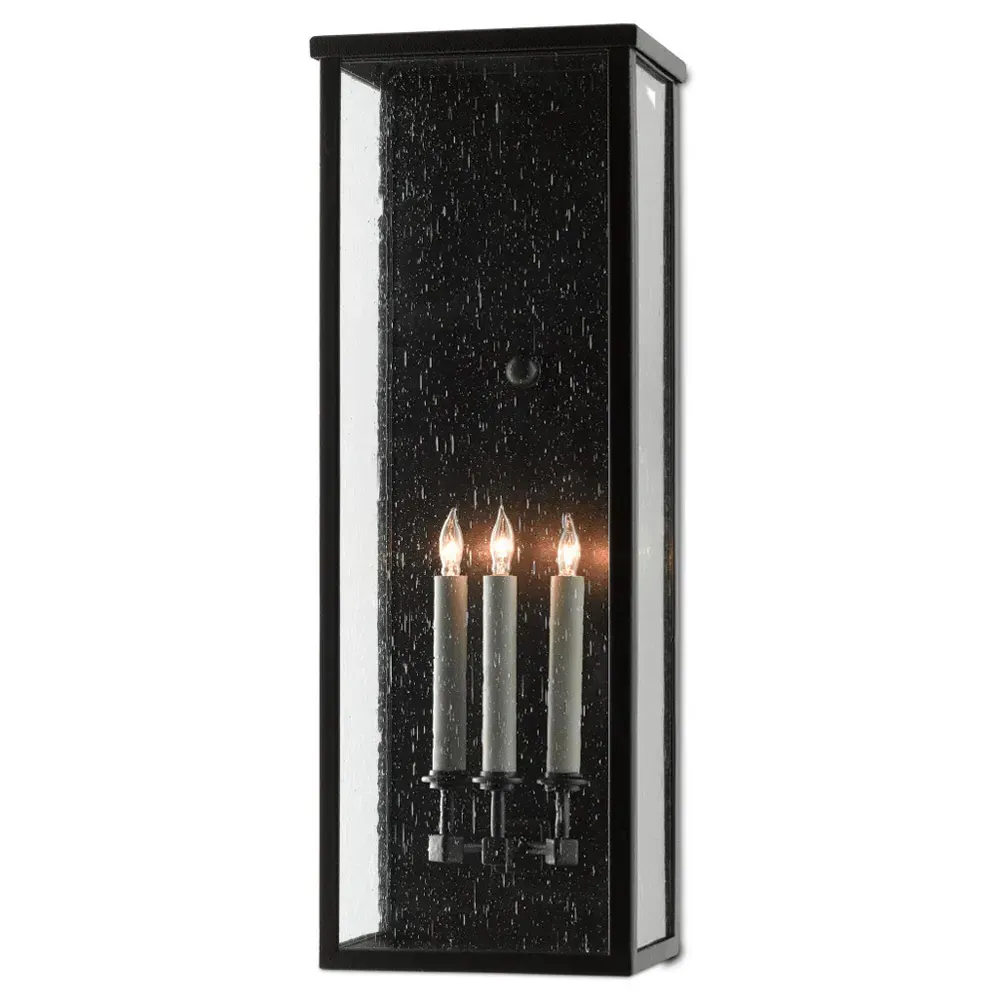 Tally Large Rectangular Outdoor Wall Sconce - Black, Iron