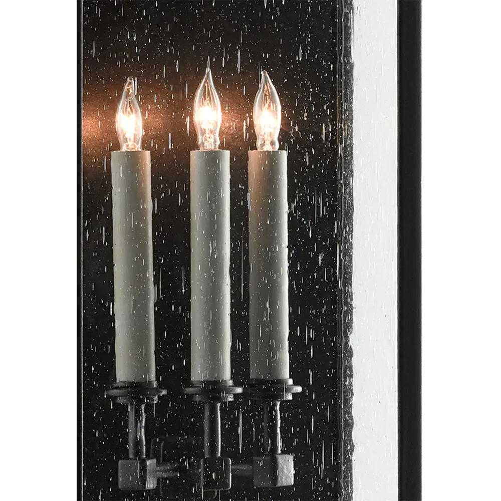 Tally Large Rectangular Outdoor Wall Sconce - Black, Iron