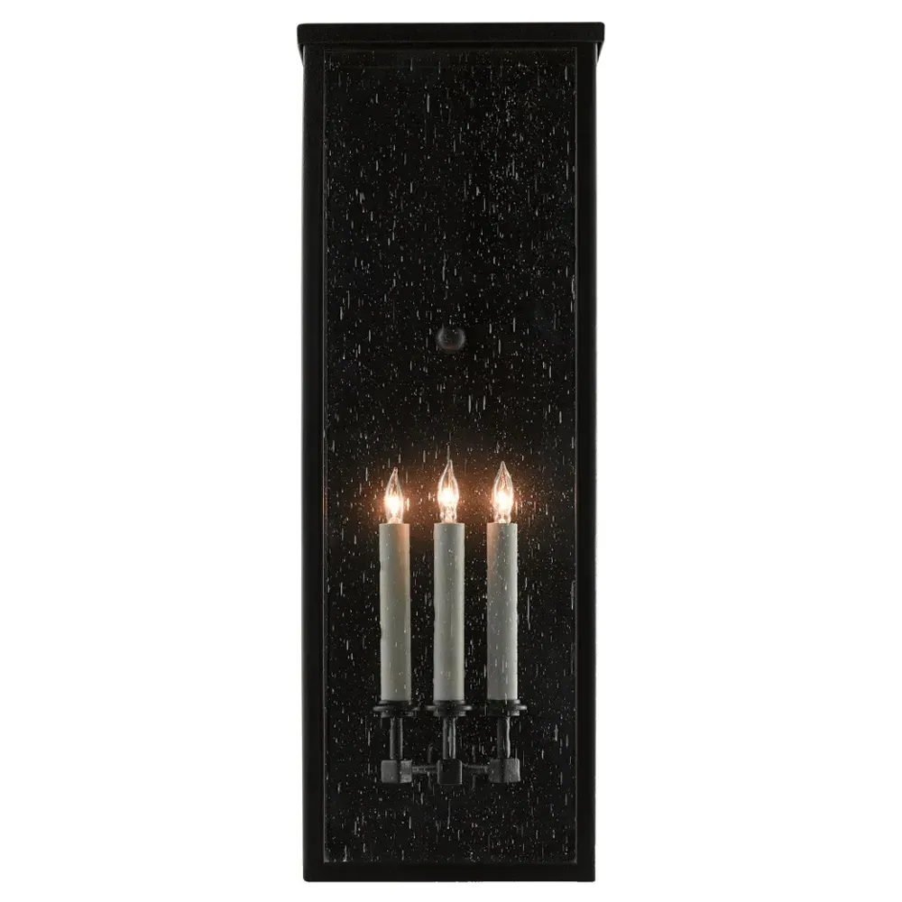 Tally Large Rectangular Outdoor Wall Sconce - Black, Iron