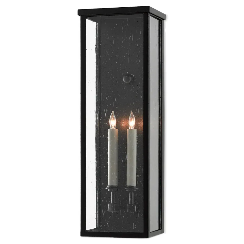 Tally Medium Rectangular Outdoor Wall Sconce - Black, Iron