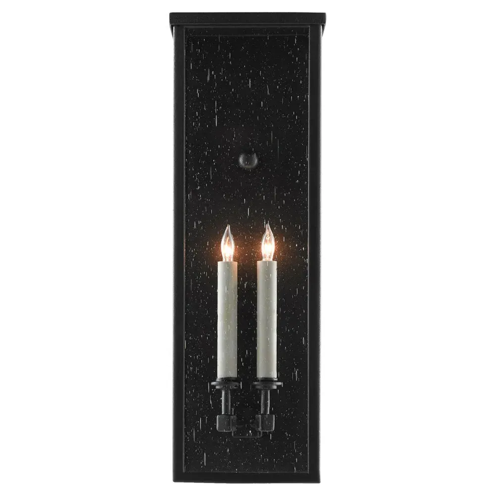 Tally Medium Rectangular Outdoor Wall Sconce - Black, Iron