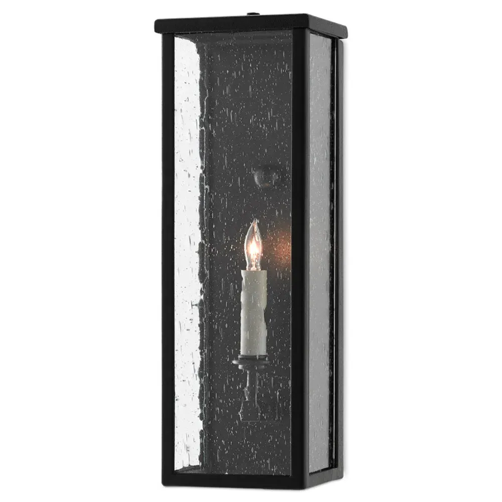 Tally Small Rectangular Outdoor Wall Sconce - Black, Iron