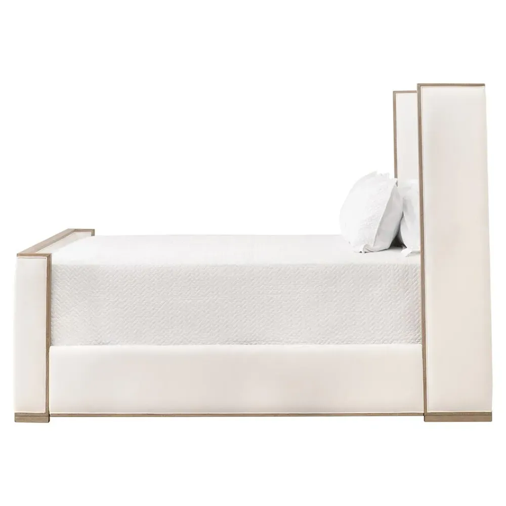 Tana Cal King Size Wingback Bed - White, Grey Oak