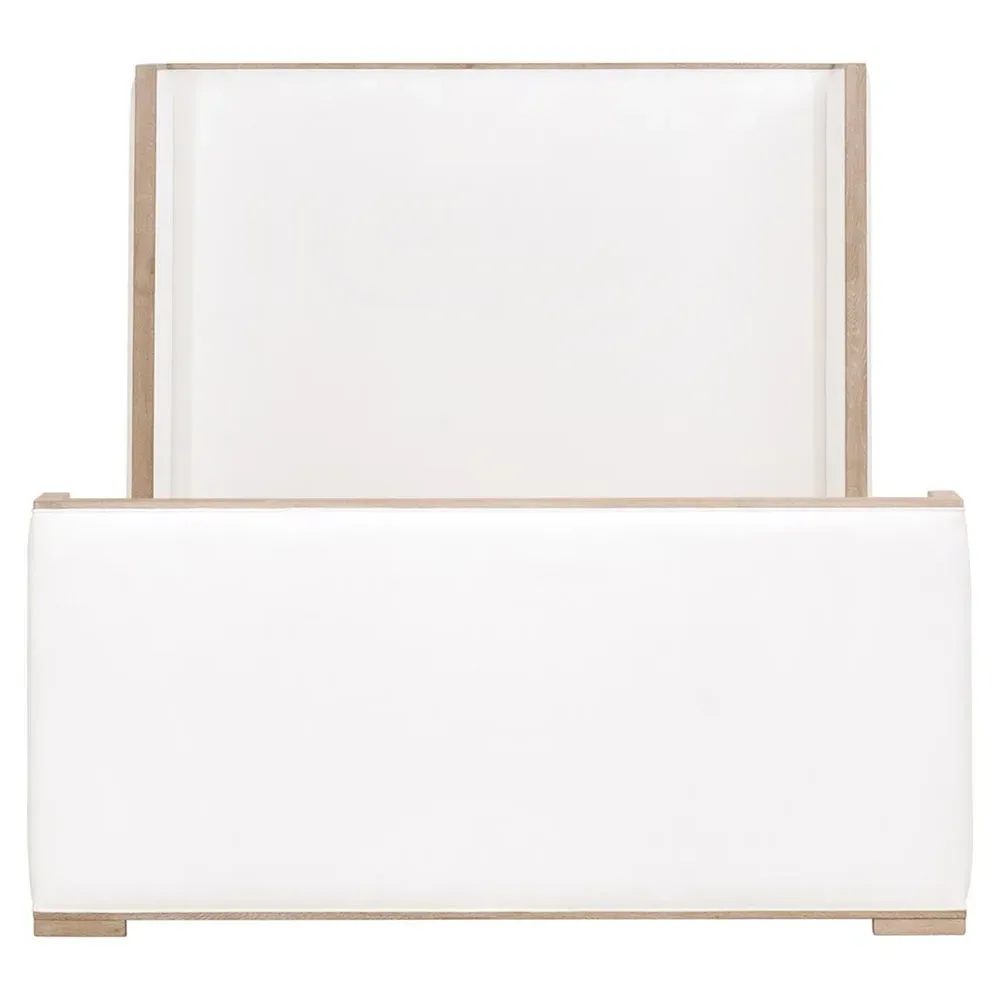 Tana Cal King Size Wingback Bed - White, Grey Oak