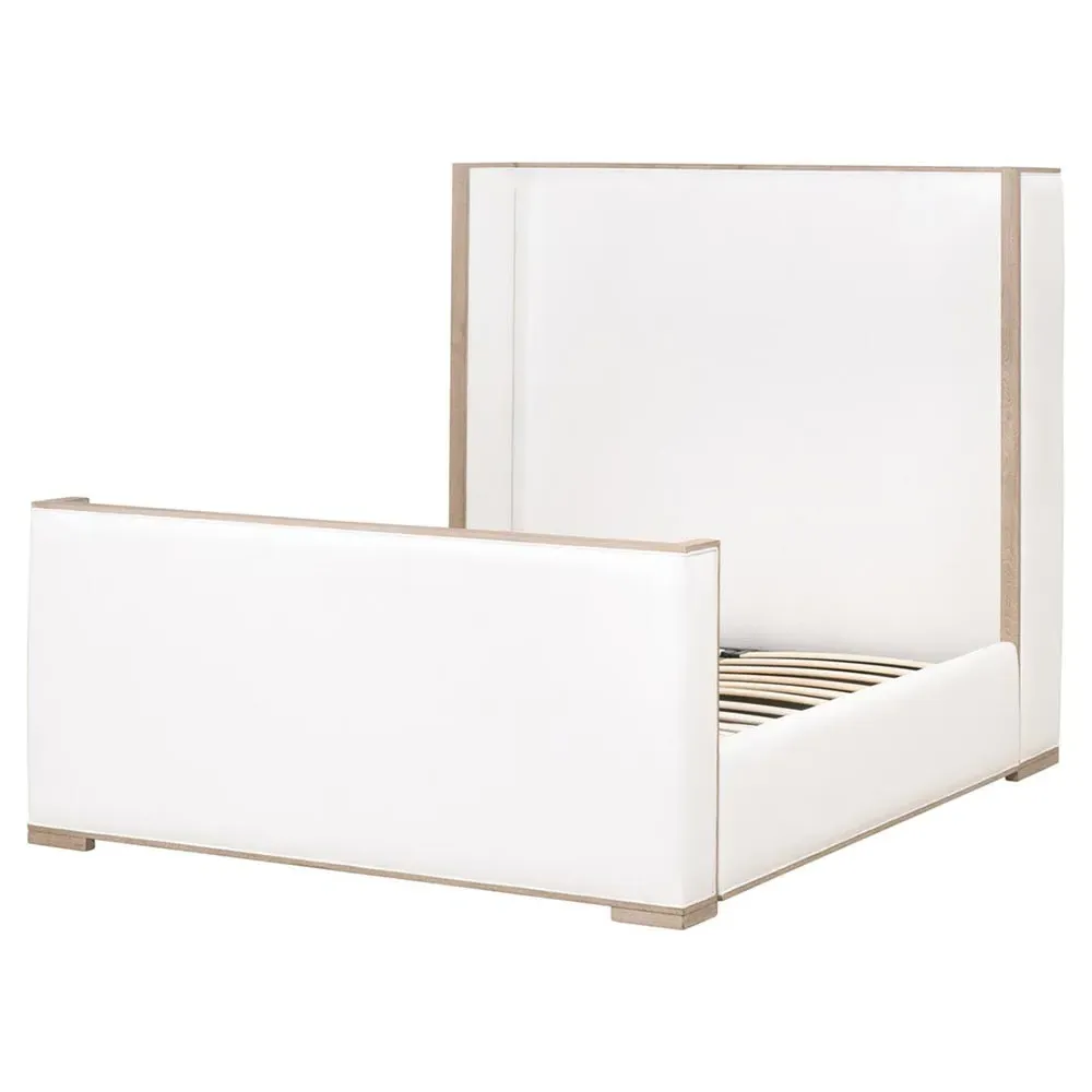 Tana Cal King Size Wingback Bed - White, Grey Oak