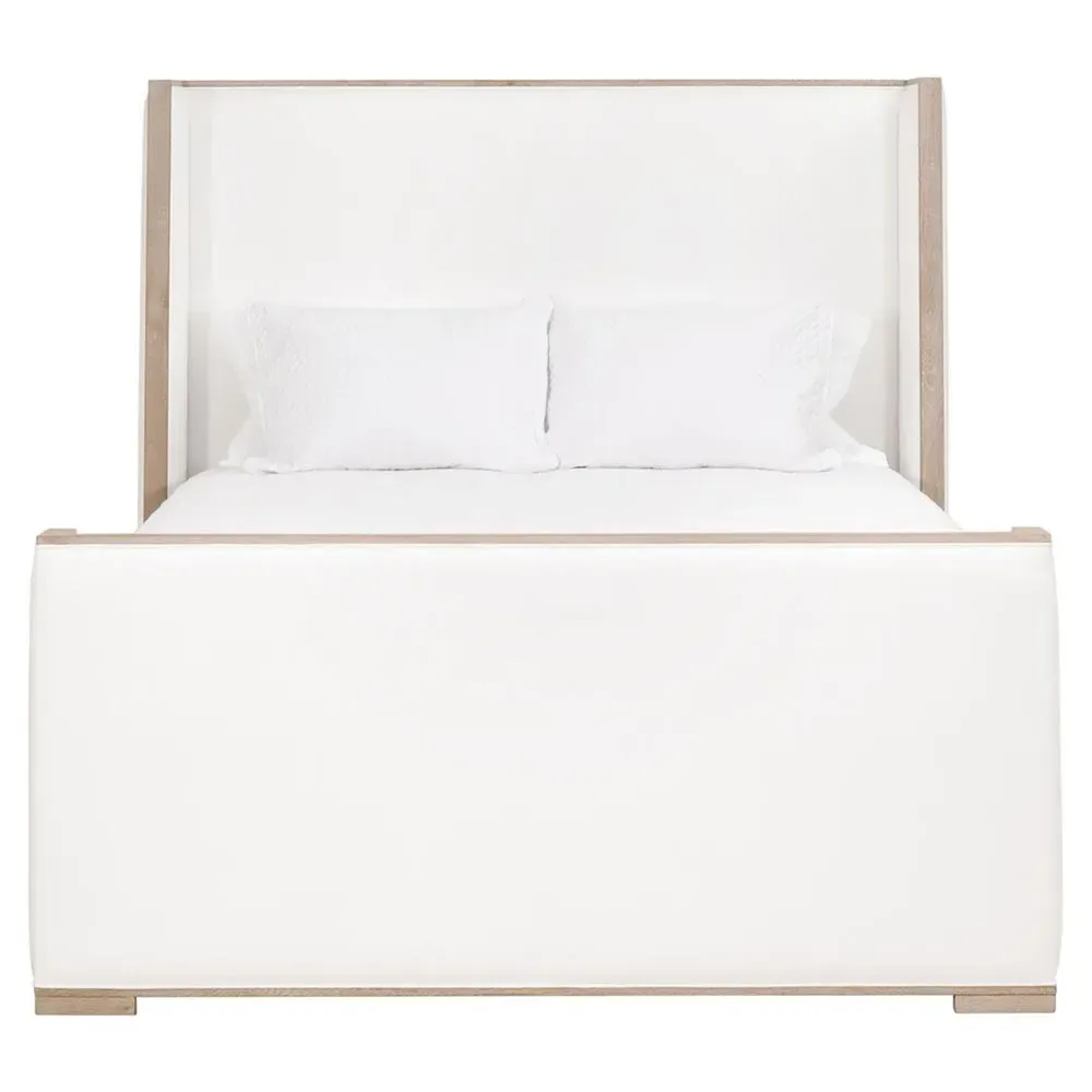 Tana Cal King Size Wingback Bed - White, Grey Oak