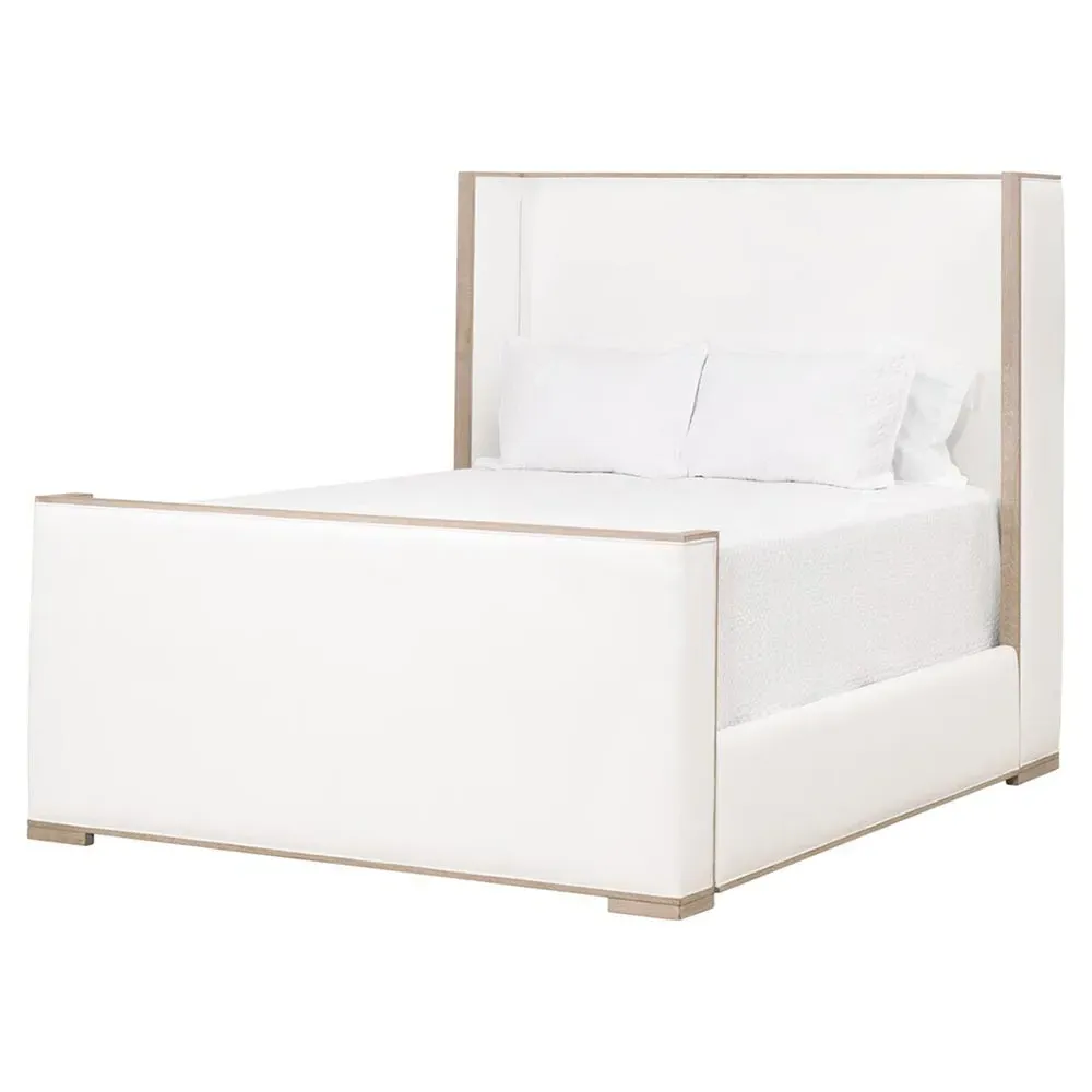 Tana King Size Wingback Bed - White, Grey Oak
