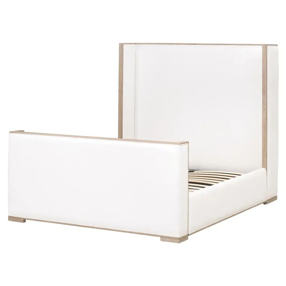 Tana King Size Wingback Bed - White, Grey Oak