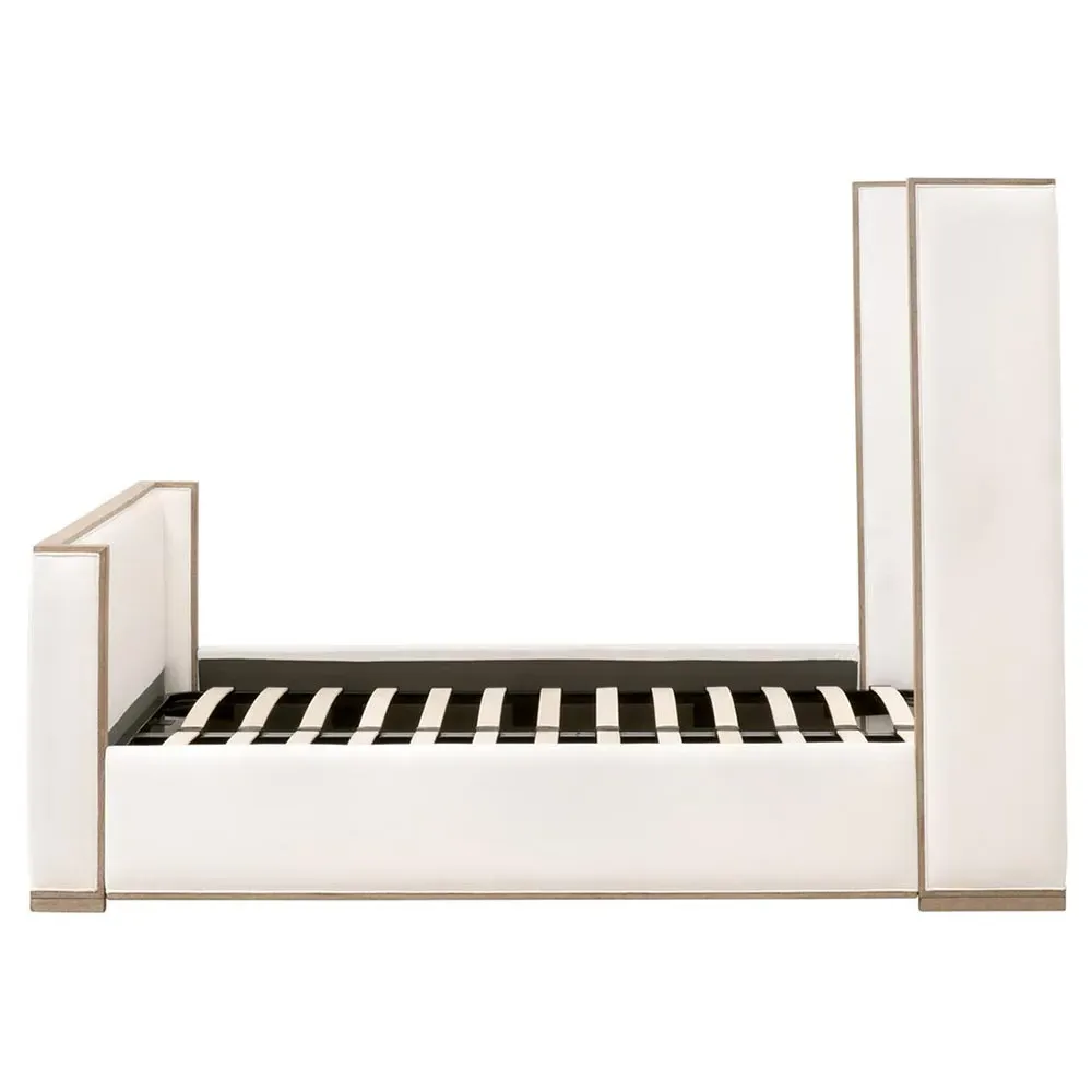 Tana King Size Wingback Bed - White, Grey Oak