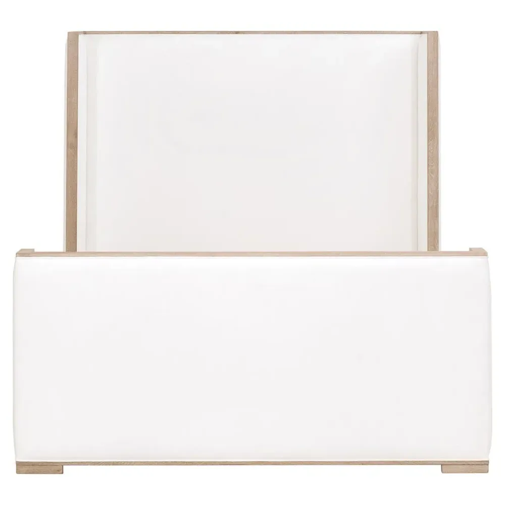 Tana Queen Size Wingback Bed - White, Grey Oak