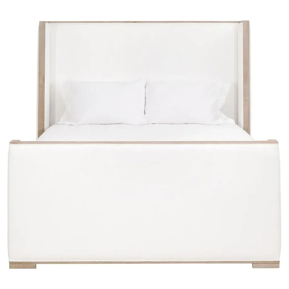 Tana Queen Size Wingback Bed - White, Grey Oak image