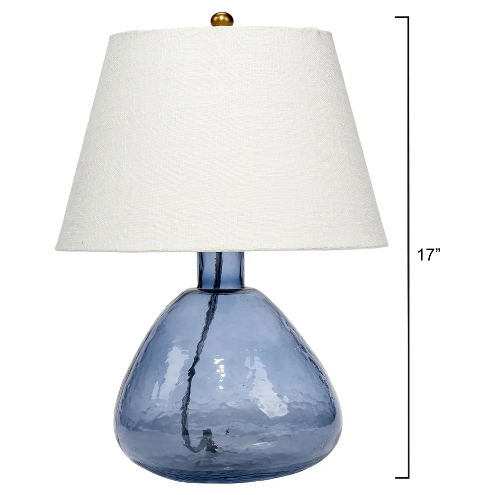 Tandy Coastal Beach Table Lamp with Linen Shade - Blue, Glass