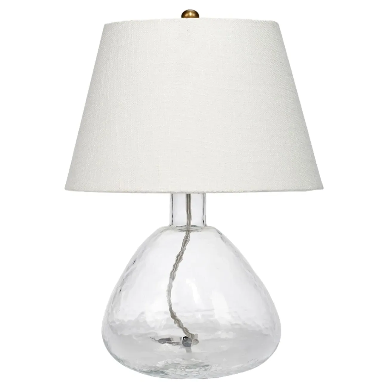 Tandy Coastal Beach Table Lamp with Linen Shade - Clear, Glass