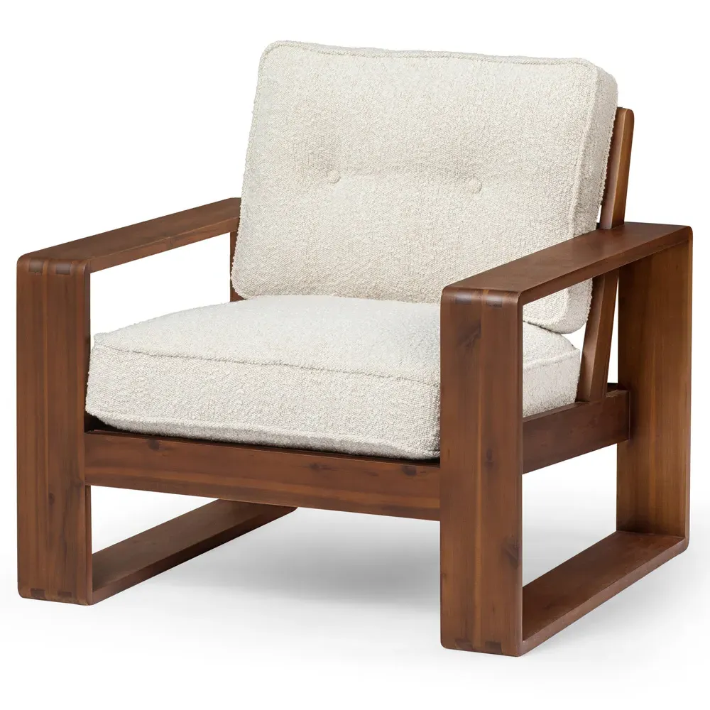 Tanner Arm Chair - White, Acacia Wood