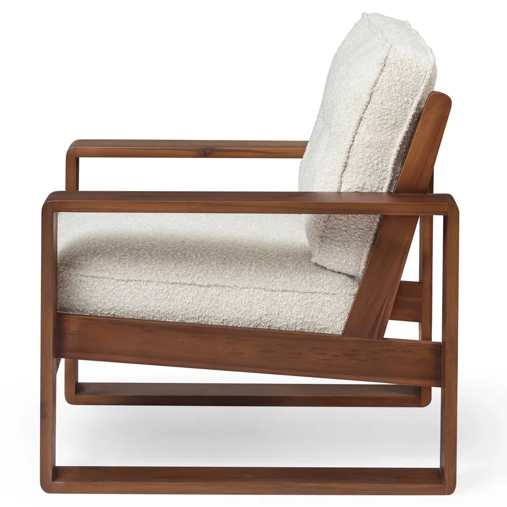 Tanner Arm Chair - White, Acacia Wood