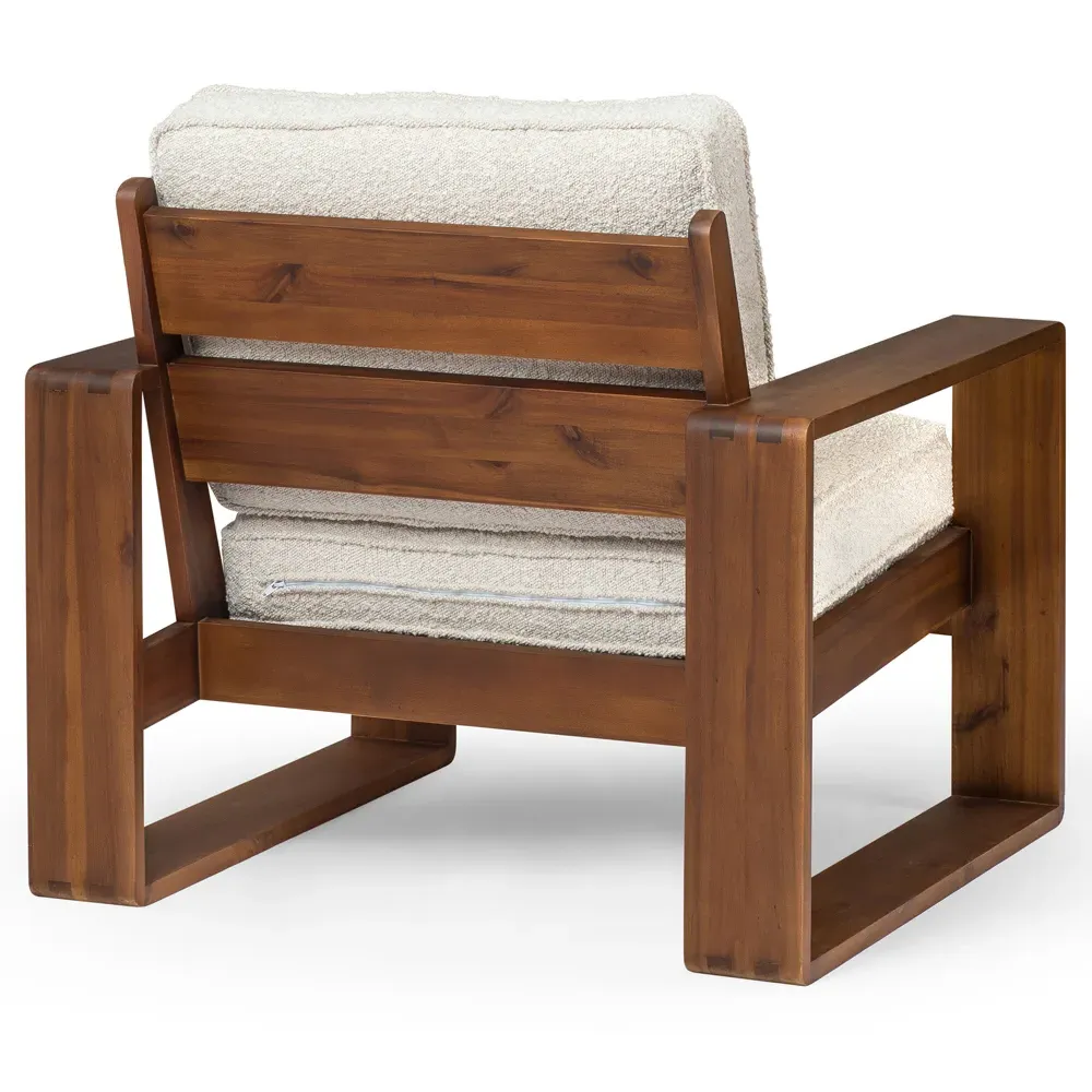 Tanner Arm Chair - White, Acacia Wood