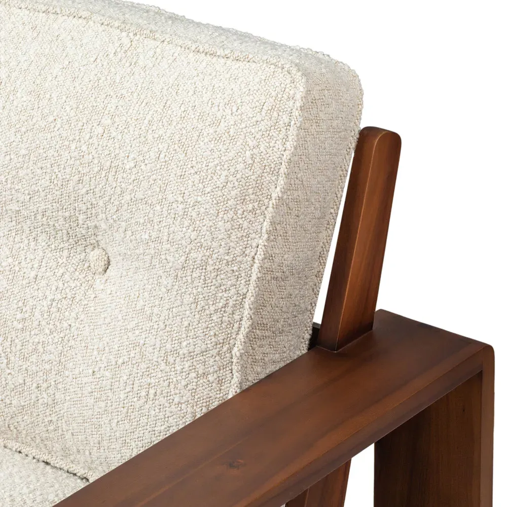 Tanner Arm Chair - White, Acacia Wood