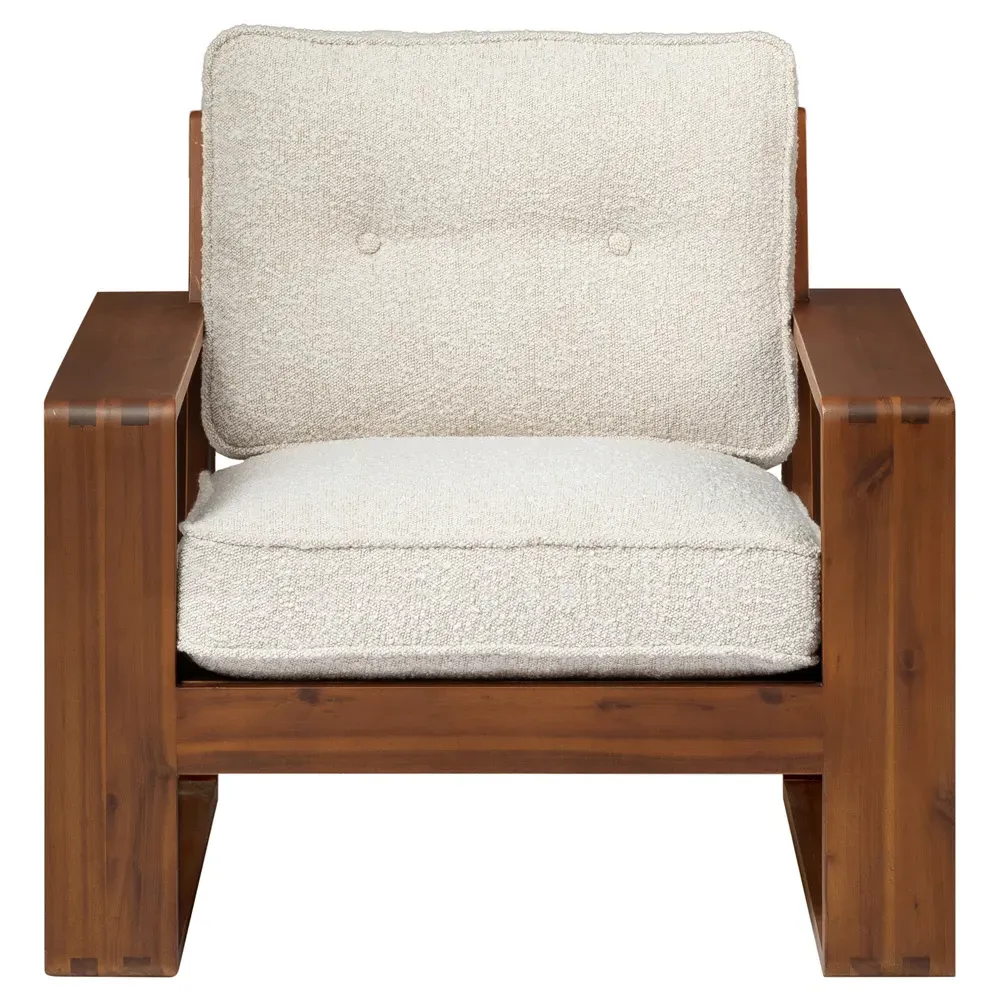 Tanner Arm Chair - White, Acacia Wood