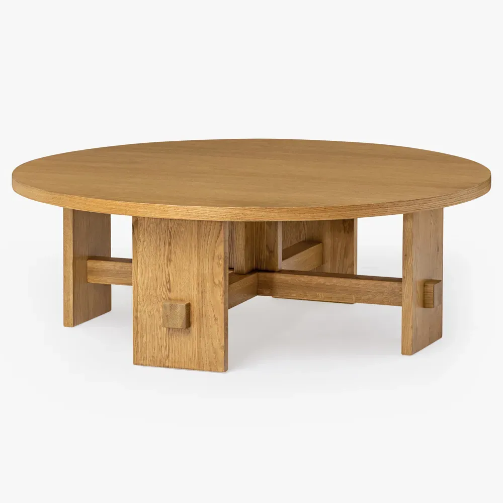 Tanner Round Coffee Table - Brown, Oak