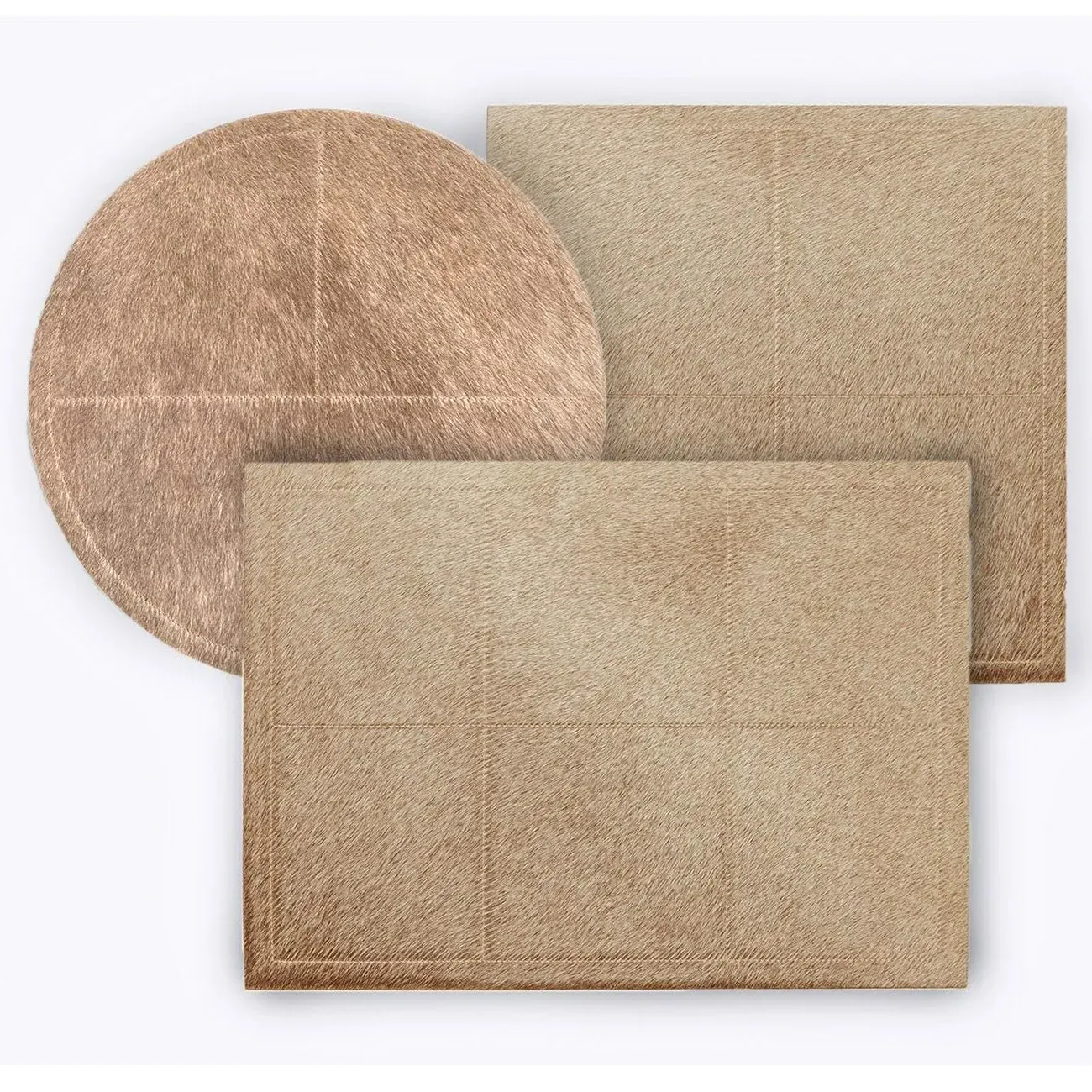 Tanner Round Placemat Set of 2 - Beige, Hide