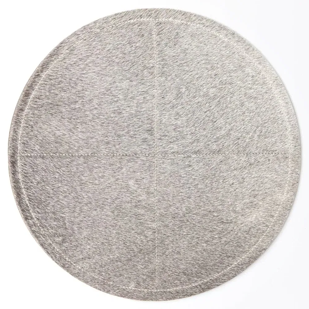 Tanner Round Placemat Set of 2 - Grey, Hide