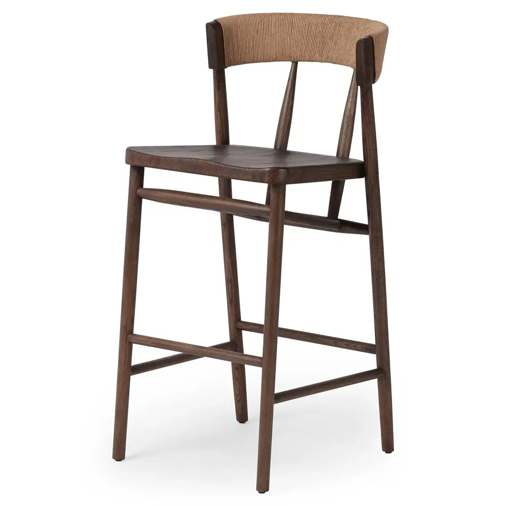 Tanner Woven Bar Stool - Brown, Oak