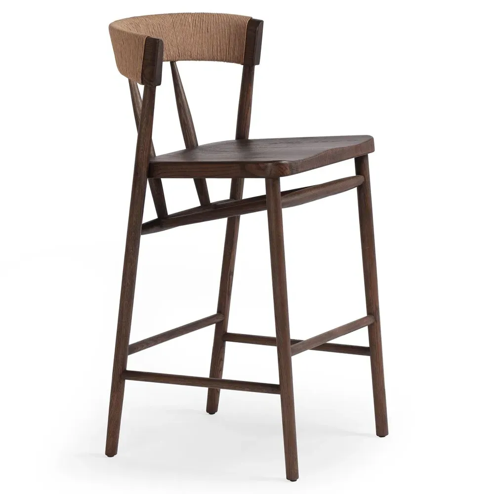 Tanner Woven Bar Stool - Brown, Oak