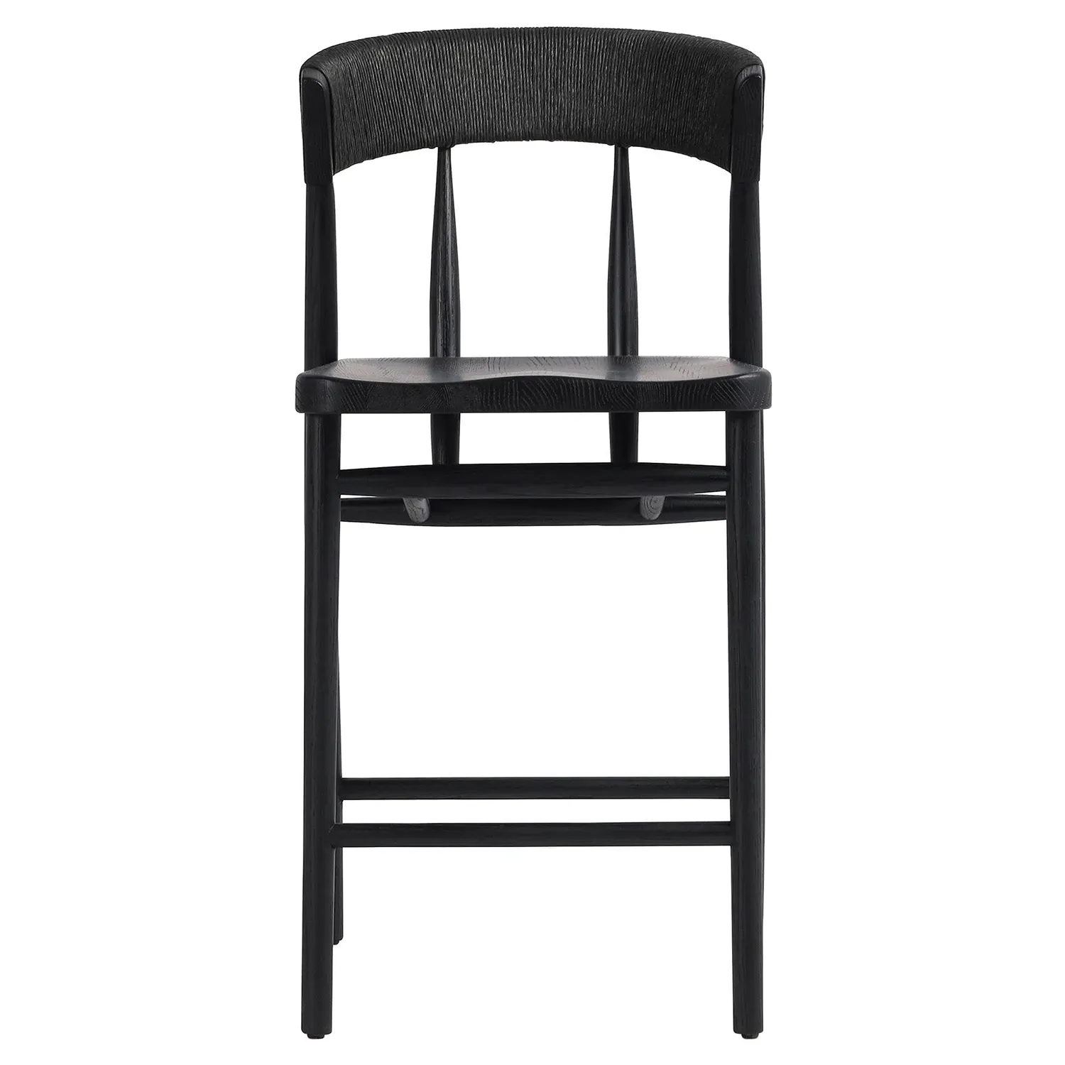 Tanner Woven Counter Stool - Black, Oak Wood