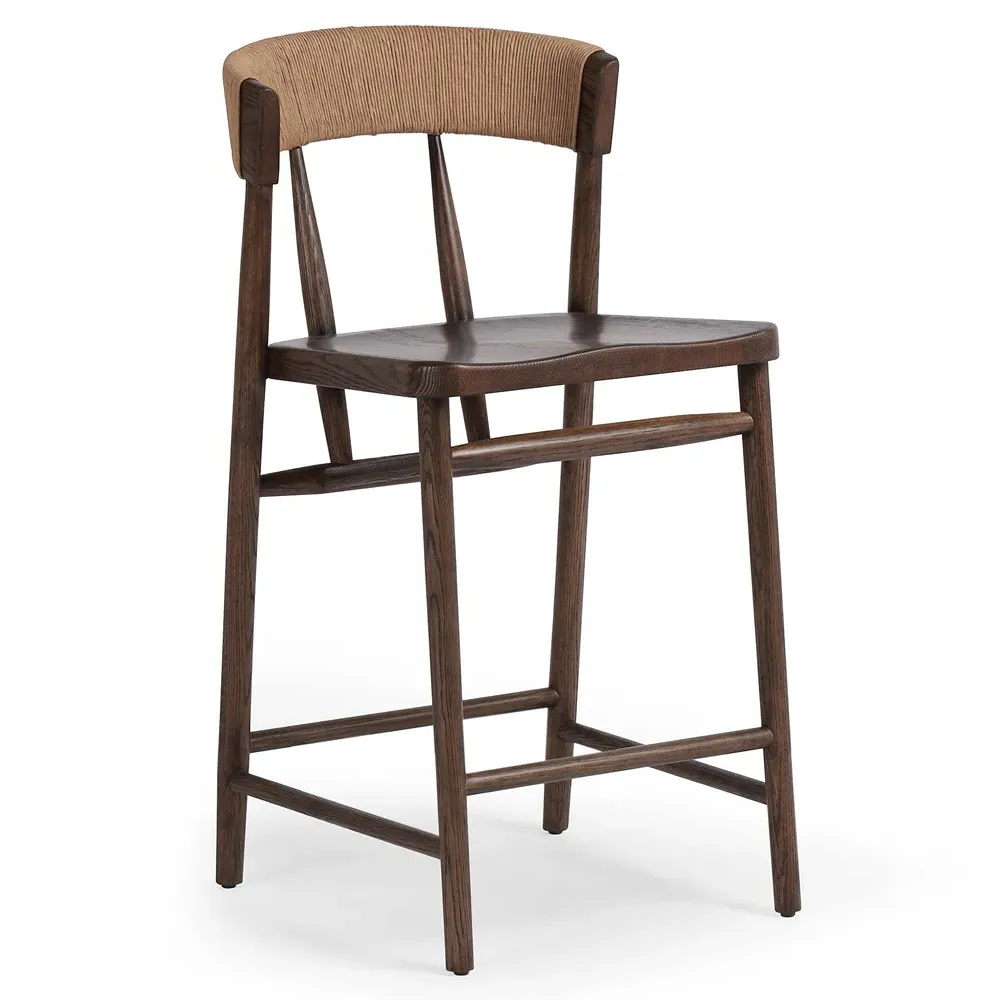 Tanner Woven Counter Stool - Brown, Oak