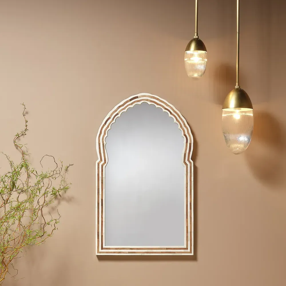 Tanvy Small Ribbed Glass Pendant Light - Brass, Iron