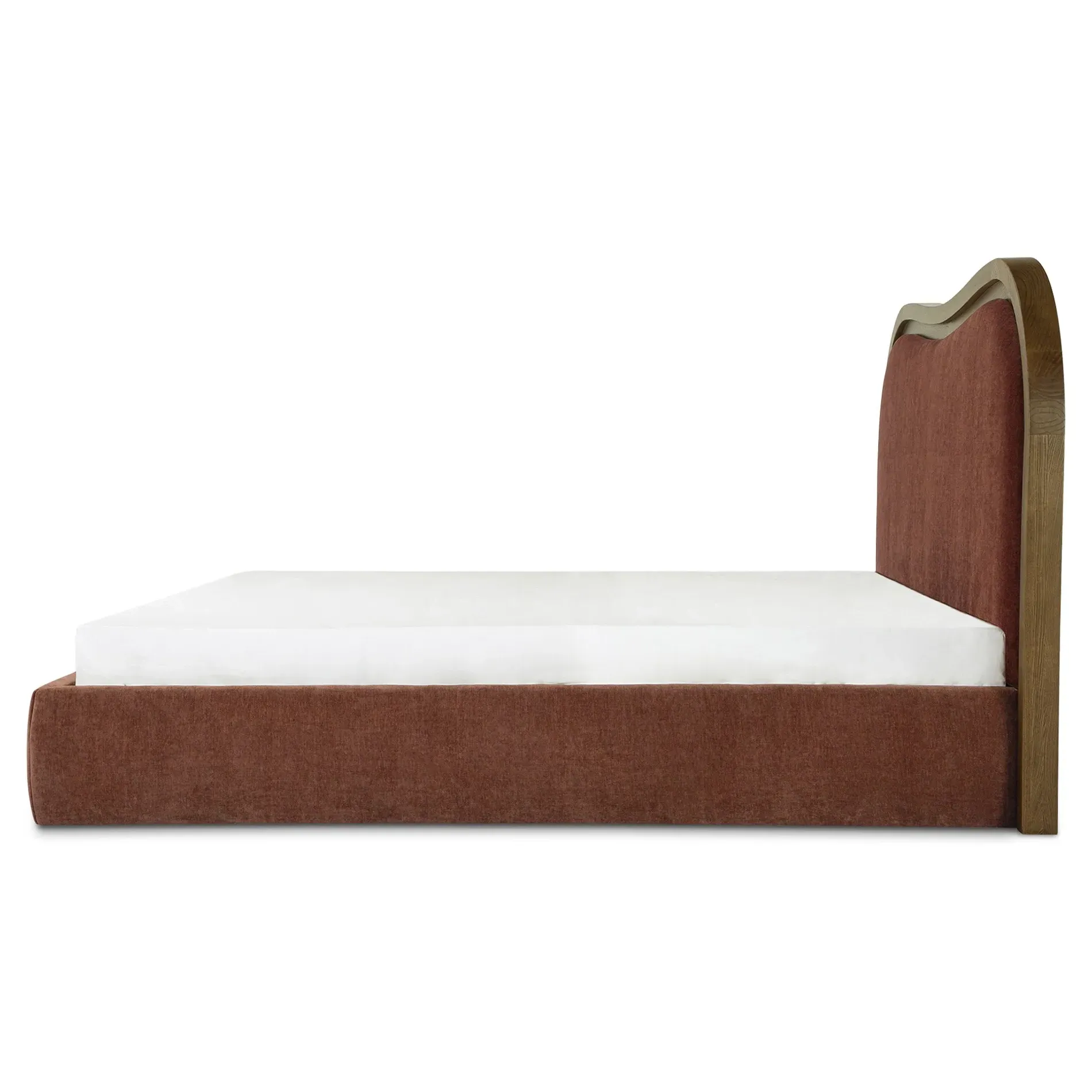Tanya King Size Wavy Bed - Brown, Ash Wood