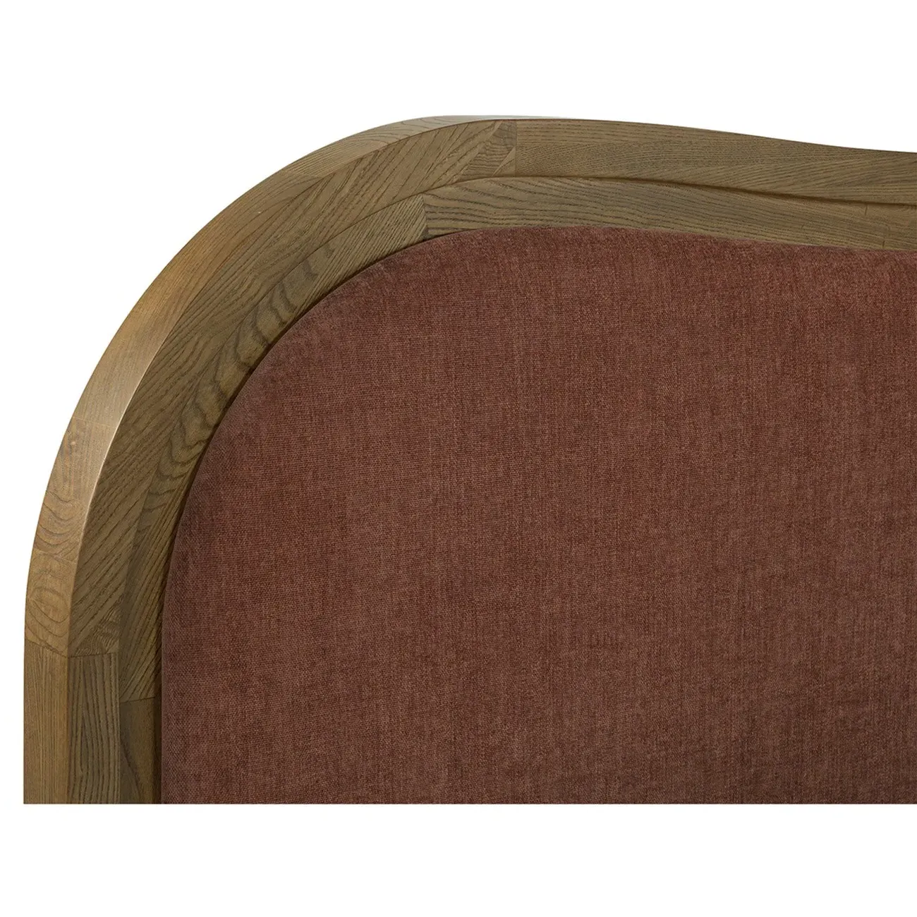 Tanya King Size Wavy Bed - Brown, Ash Wood