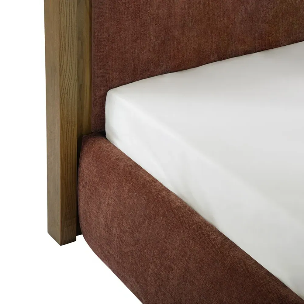 Tanya King Size Wavy Bed - Brown, Ash Wood