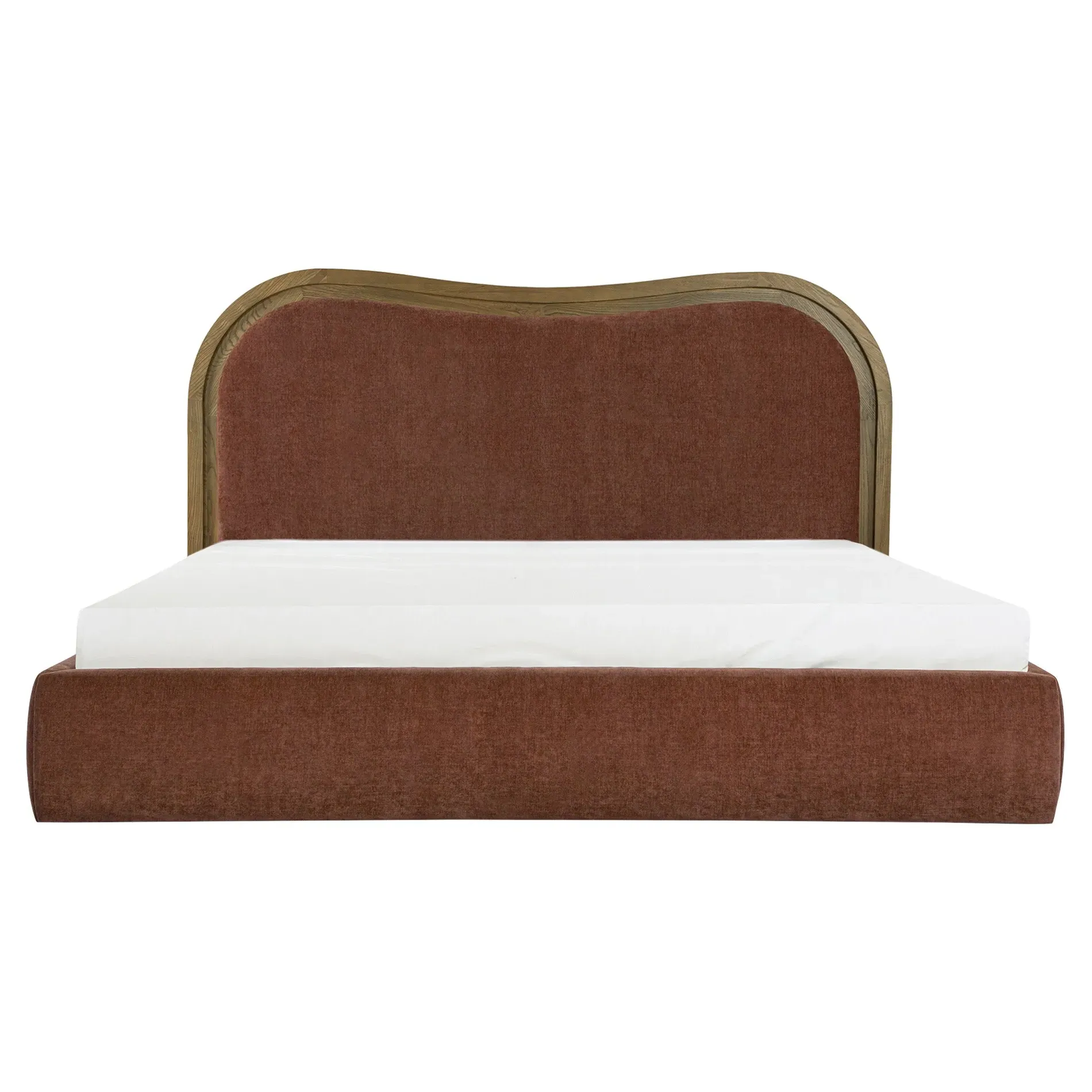 Tanya King Size Wavy Bed - Brown, Ash Wood