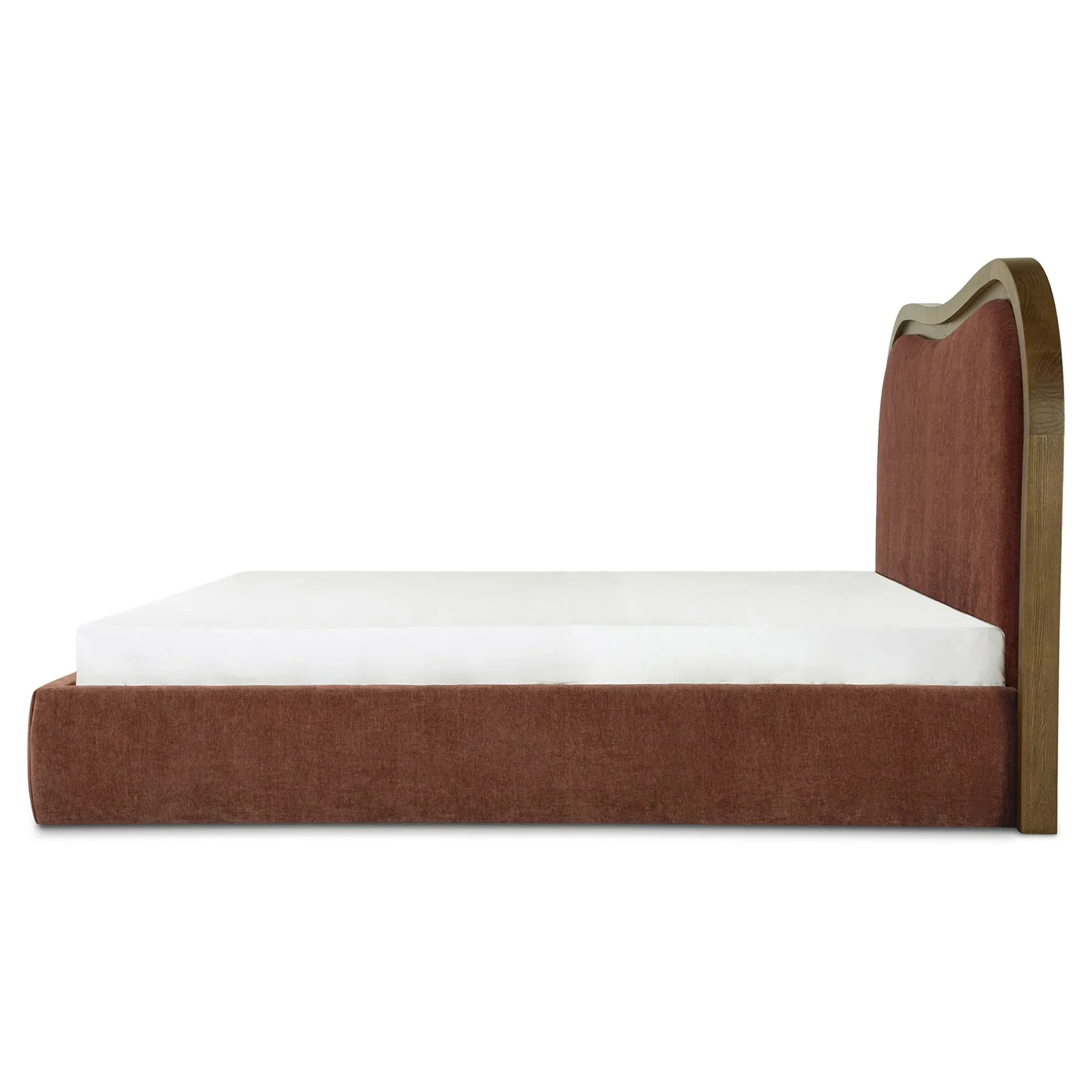Tanya Queen Size Wavy Bed - Brown, Ash Wood