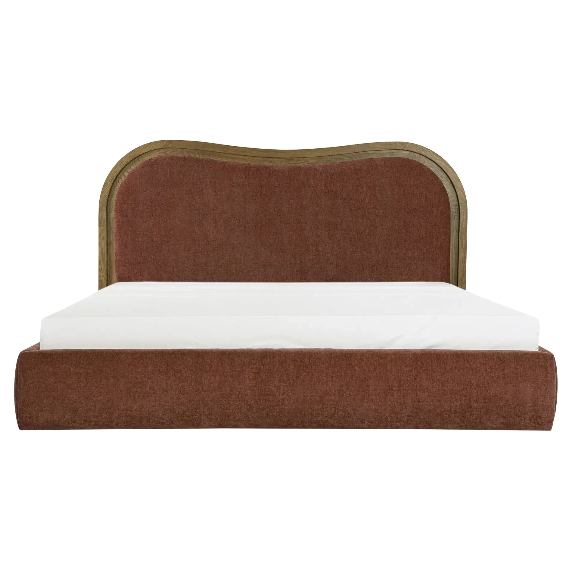 Tanya Queen Size Wavy Bed - Brown, Ash Wood image