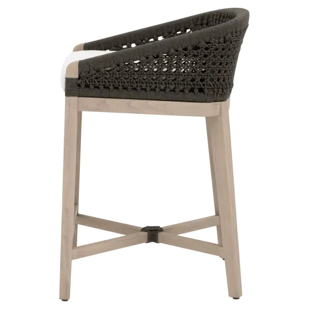 Taormina Woven Rope Counter Stool - Black, Teak