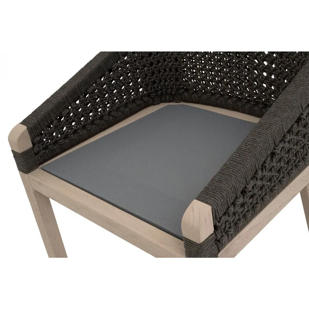 Taormina Woven Rope Counter Stool - Black, Teak