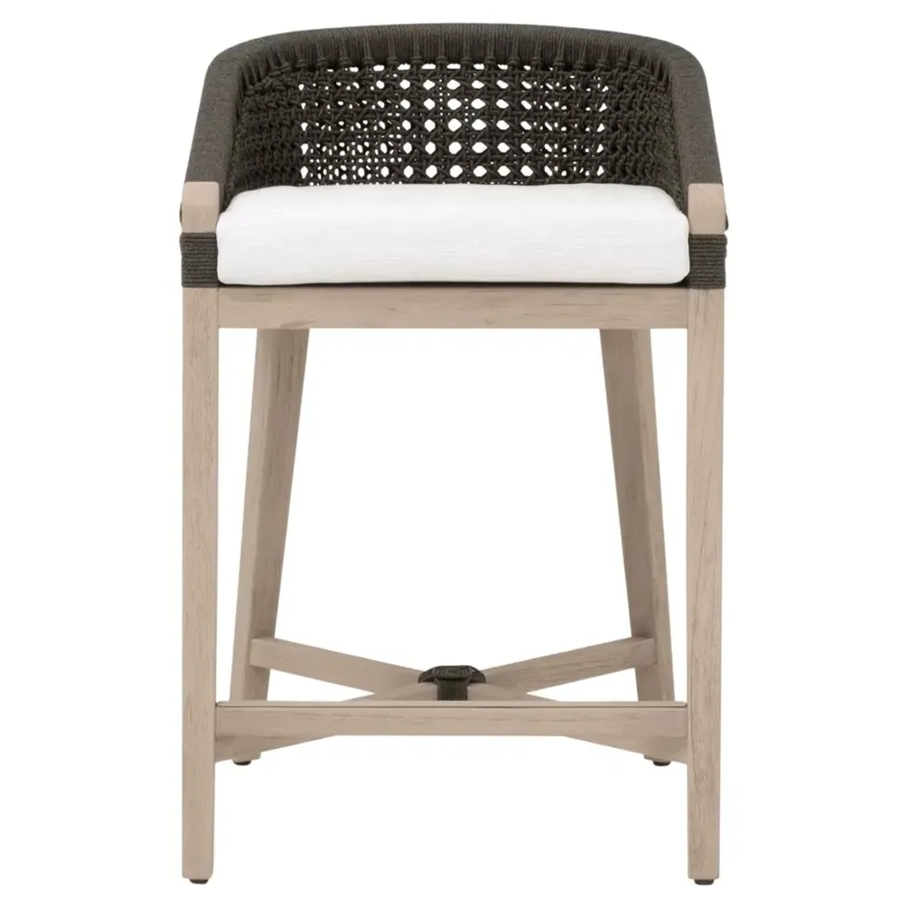 Taormina Woven Rope Counter Stool - Black, Teak image