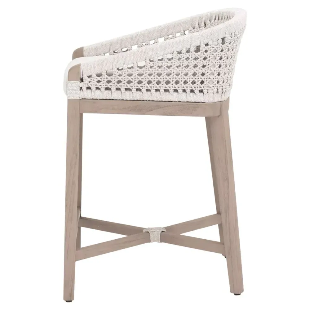 Taormina Woven Rope Counter Stool - White, Teak