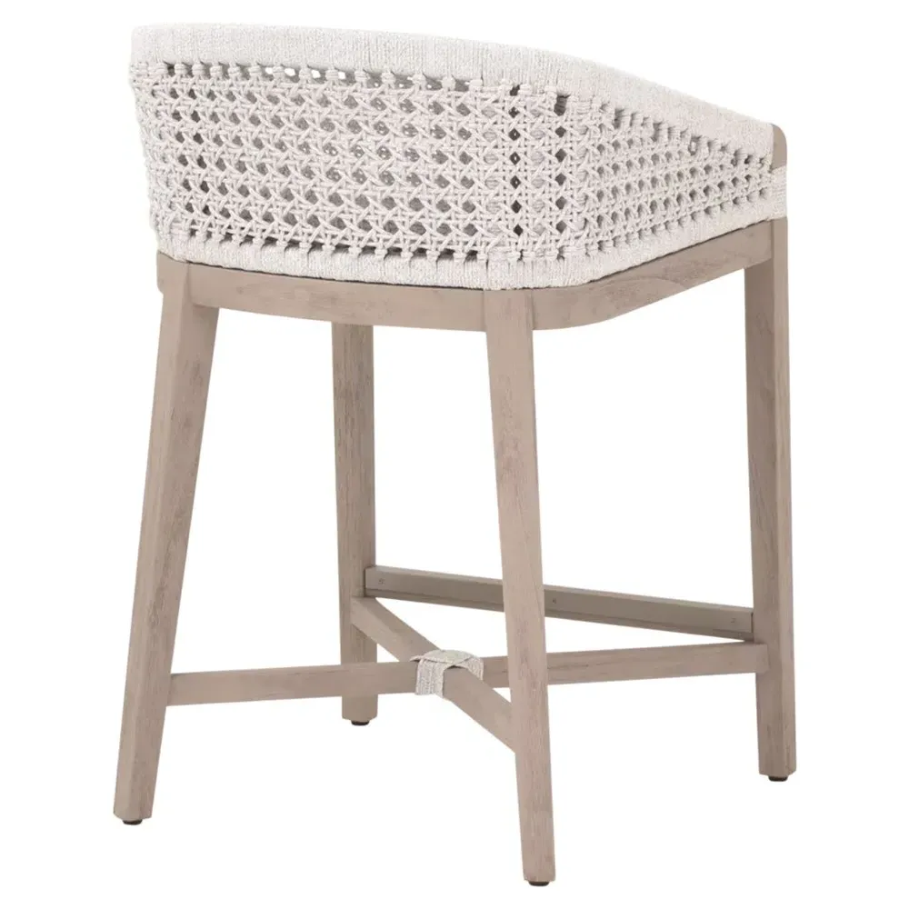 Taormina Woven Rope Counter Stool - White, Teak