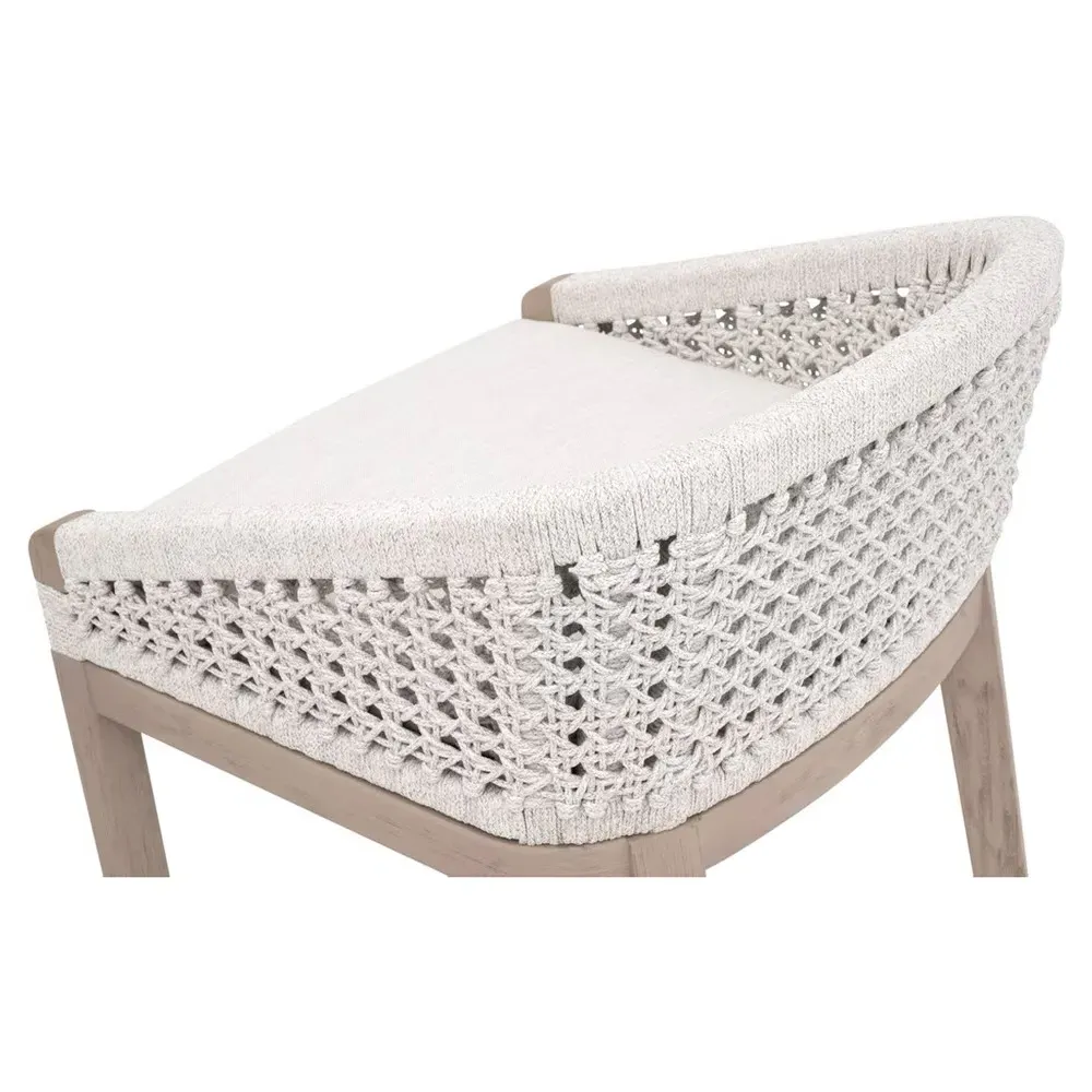 Taormina Woven Rope Counter Stool - White, Teak
