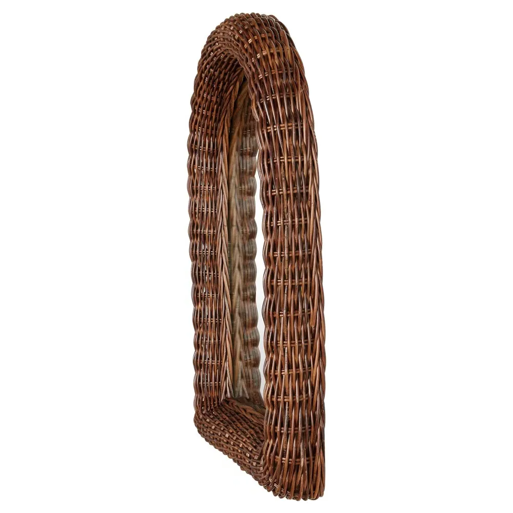 Tara Arched Wall Mirror - Dark Brown, Rattan