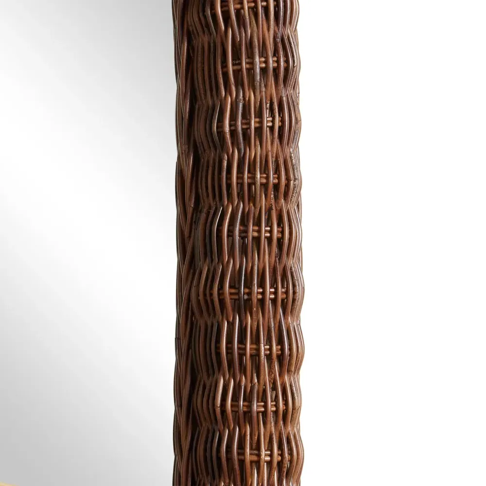 Tara Arched Wall Mirror - Dark Brown, Rattan