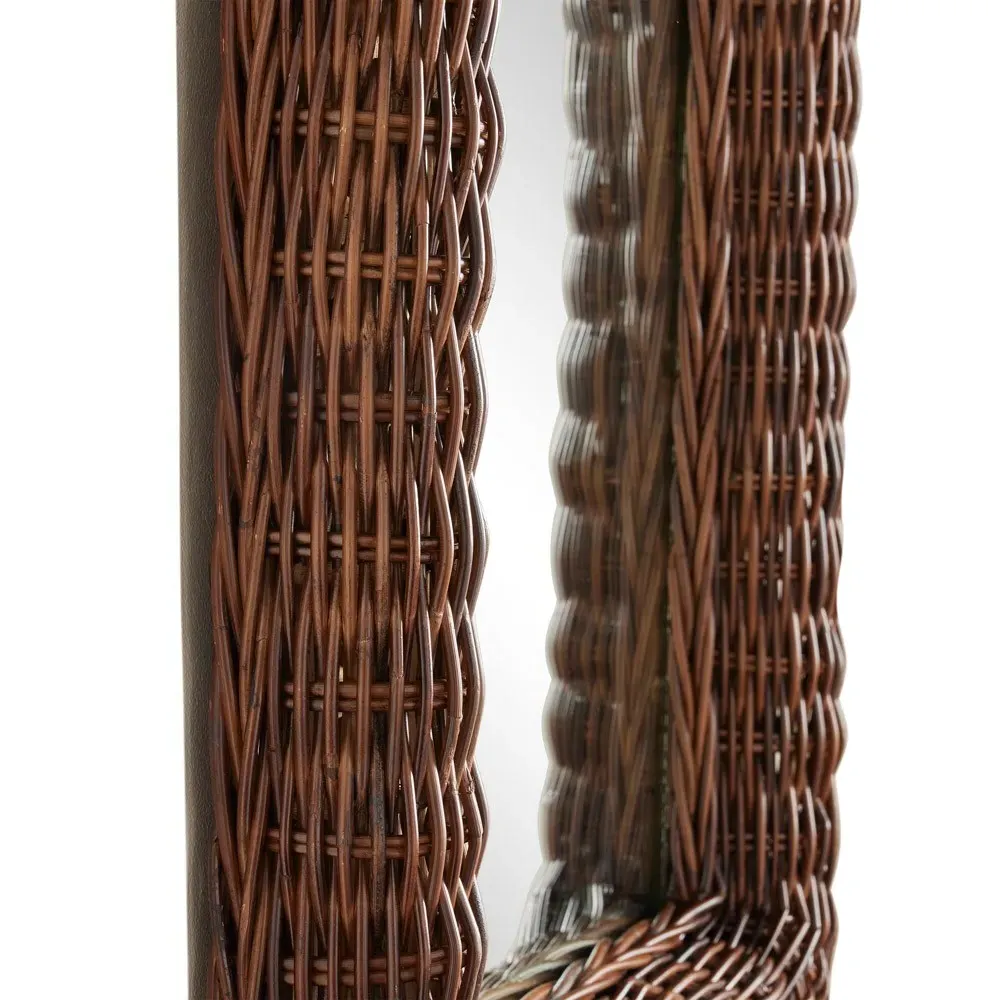 Tara Arched Wall Mirror - Dark Brown, Rattan