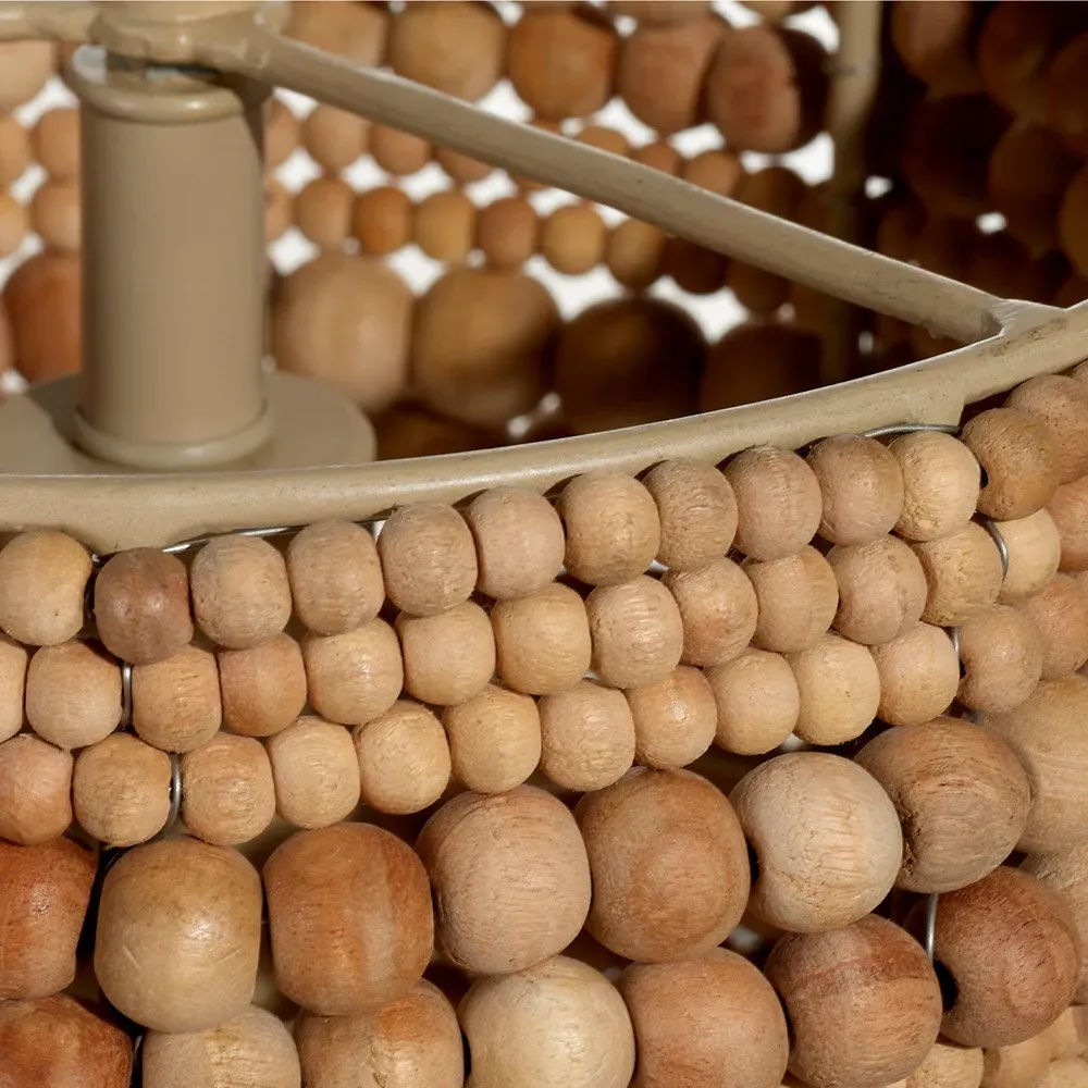 Tara Beaded Single Pendant Light - Natural, Mango Wood