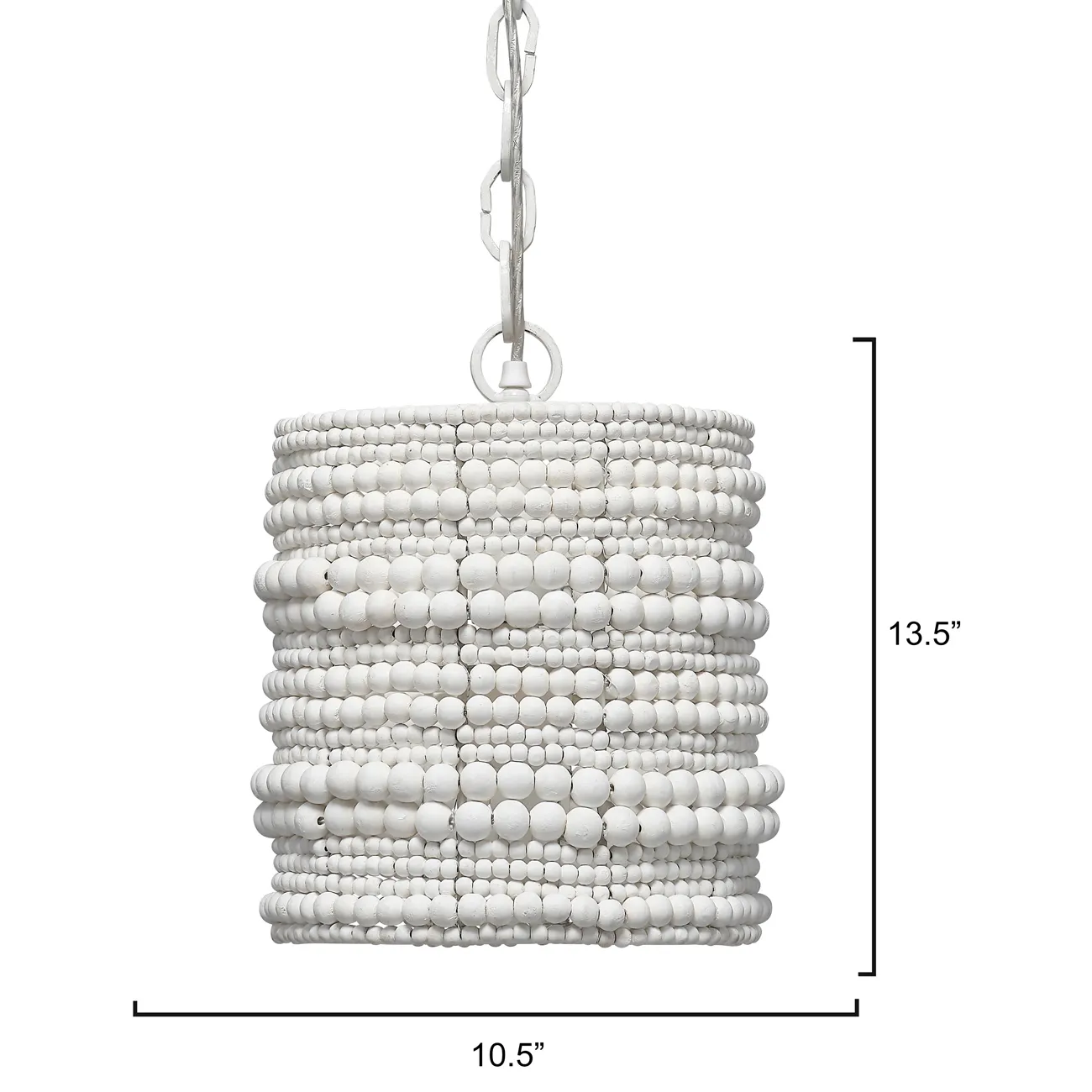 Tara Beaded Single Pendant Light - White, Mango Wood