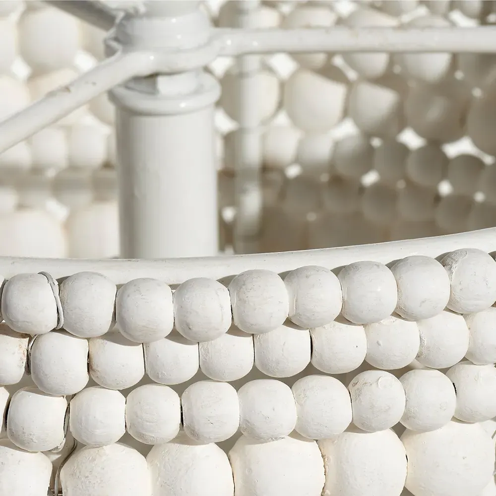 Tara Beaded Single Pendant Light - White, Mango Wood