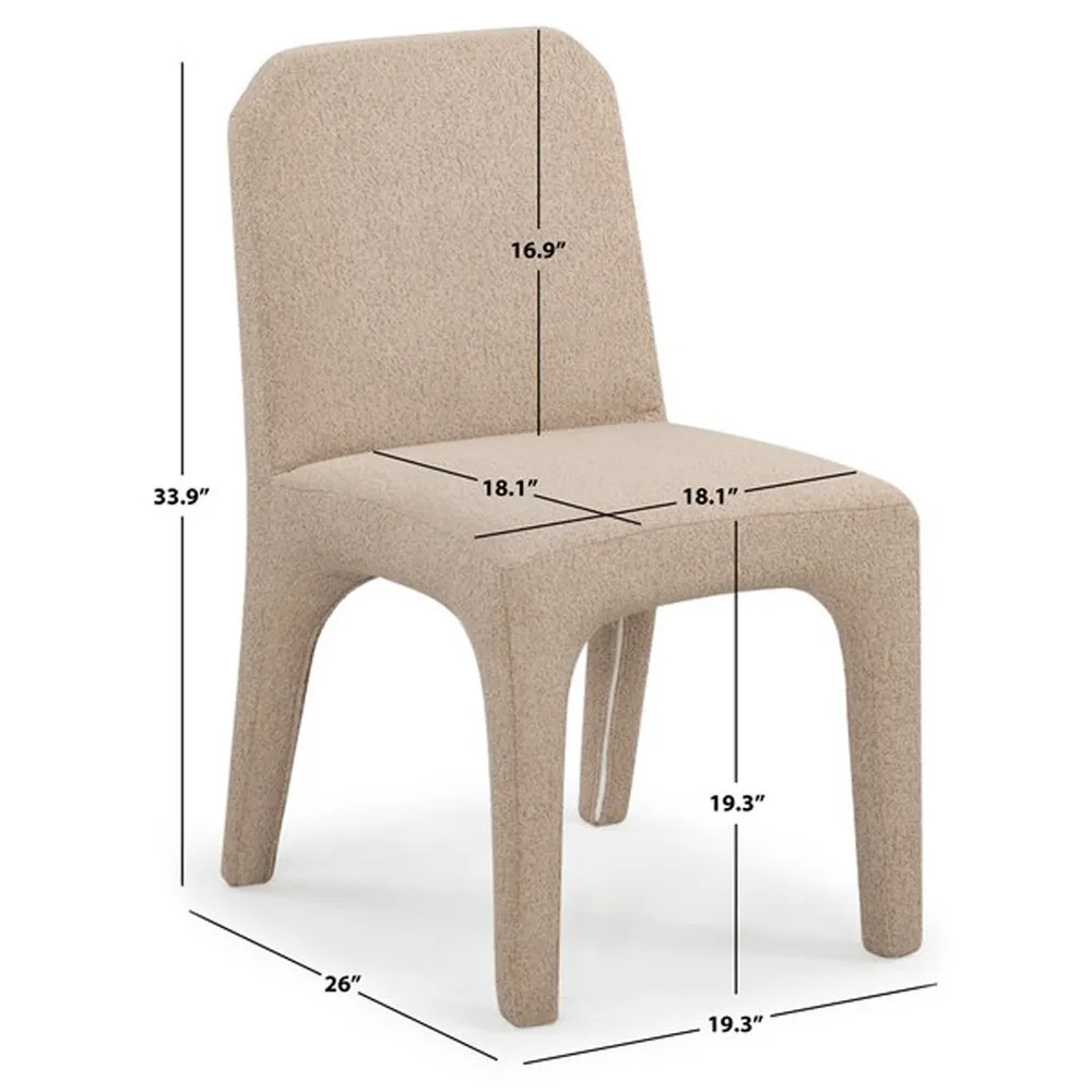 Tara Dining Chair Set of 2 - Beige, Boucle