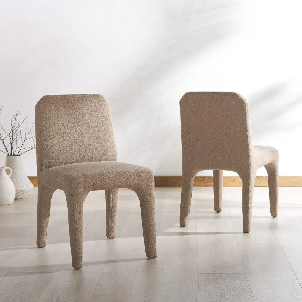 Tara Dining Chair Set of 2 - Beige, Boucle
